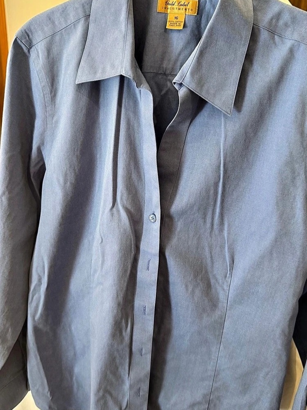 Investments button-down shirt Blue Cotton, Size 16, Like New